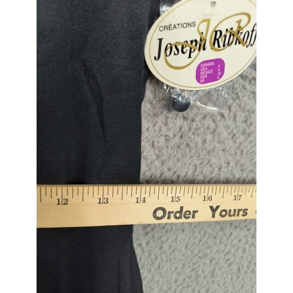 Joseph Ribkoff Dress 4 Black Sheath Peplum Sleeveless Mesh Round Neck FLAW - Picture 8 of 14